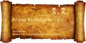 Krieg Krisztián névjegykártya